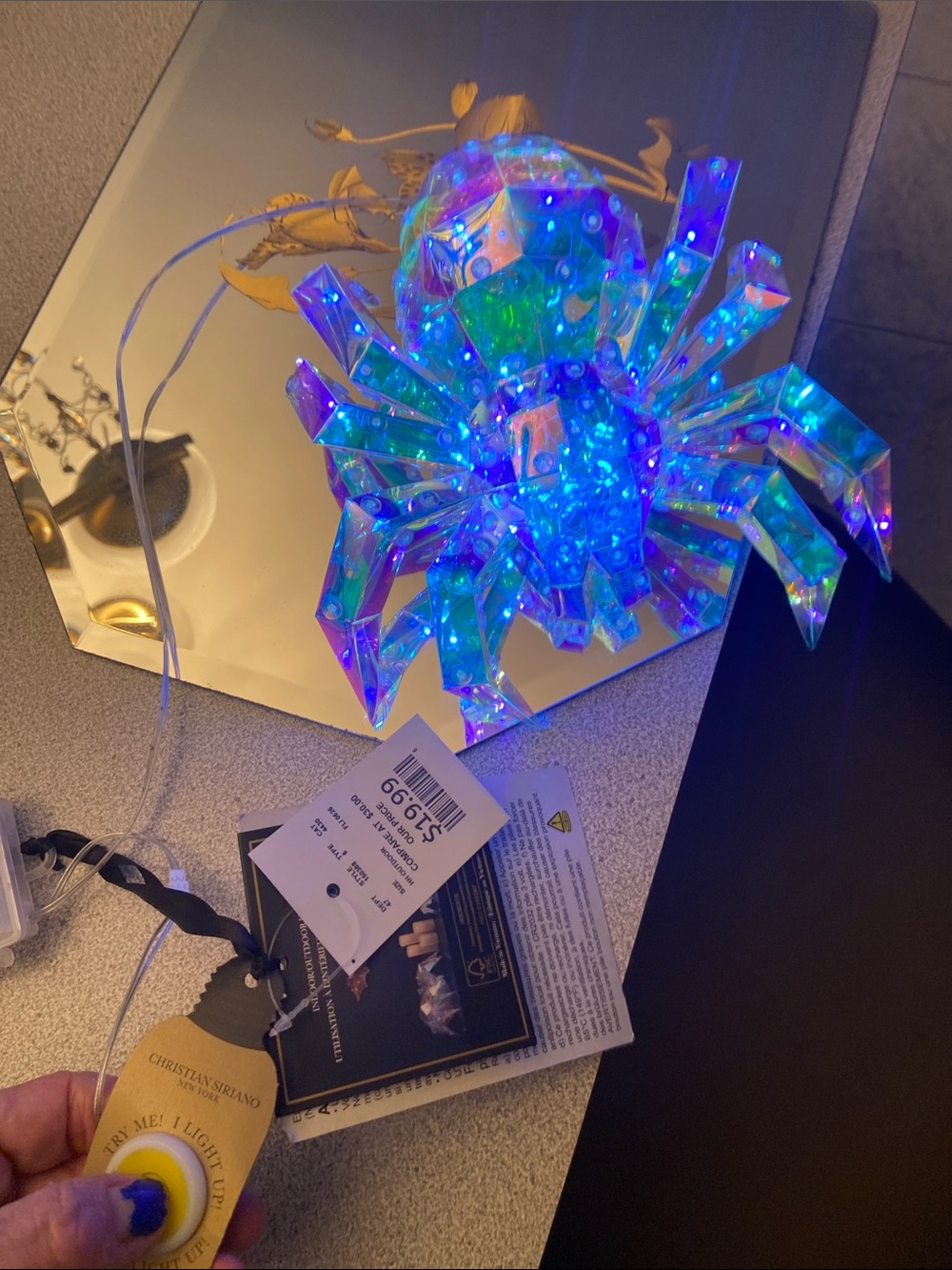 Style & Co. Iridescent Blue LED Starburst Holiday spider